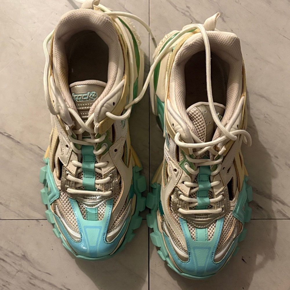 Balenciaga Women's Chunky Sneakers in Cream & Aqua